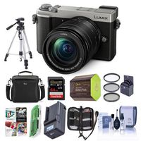 Panasonic Lumix DC-GX9 20.3MP Mirrorless Micro 4/3rd Digital Camera with 12-60mm F3.5-5.6 Lens, Silver - Bundle with Camera Bag, 64GB SDXC Card, Spare Battery, Tripod, Charger, Software Pack, and More