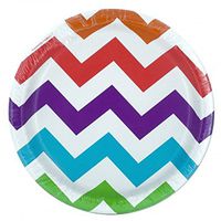 Colorful Chevron Party Plates - Pack of 30