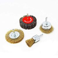 Toolman 4PC Crimped Wire Brush Set Steel Knotted Wire Brush Flap Wheels Universal fit for Power Drill XTH012