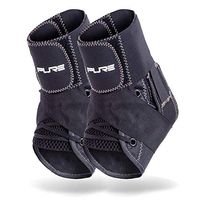 Pure Athlete Lace Up Ankle Support Figure 8 Straps – Brace for Sprains, Volleyball, Basketball, Men, Women (2 Supports - Black, L/XL)