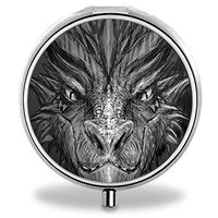 Lingerin Medicine Pill Boxes Dragon Unique Round Portable 3 Compartment Metal Pocket Pill Bottle