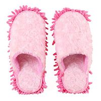 Super Chenille Microfiber Washable Mop Slippers Shoes For Women Floor Dust Dirt Hair Cleaner (Color : Pink, Size : 6 US)