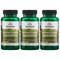 Swanson Certified Organic Spirulina 500 mg 180 Tabs 3 Pack