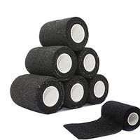 Estong 3"x5 Yards Vet Tape Wrap Wrist Ankle Bandage Stretch Self-Adherent Tape for Sports Black 6 Rolls
