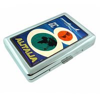 Metal Silver Cigarette Case Vintage Poster D-076 DC Jet Airlines Alitalia