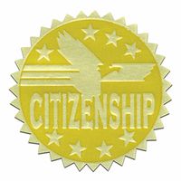 Self-Adhesive 1 3/4" Gold Foil Stamped Certificate Seals - Citizenship - 216 Total!