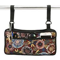 Fushida Wheelchair Side Bag, Walker Bag Use Yarn-Dyed Fabric Material, Arm Rest Pouch for Scooters, Wheelchair Organizer Pouch and Books Holder(Flower, FGJ175)