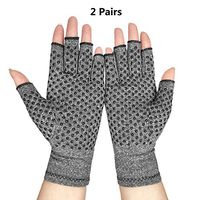 Arthritis Compression Gloves (2 Pairs) | Ease Muscle Tension, Rheumatoid & Osteoarthritis Joint Pain Relief-Carpal Tunnel Support, Fingerless Compression Arthritis Gloves for Men & Women (M)