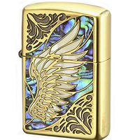 Zippo Armor Case Wing Arabesque Shell Inlay Both Sides Etching Japan Limited Brass