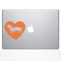 The Decal Guru Heart Dachshund MacBook Decal Vinyl Sticker - 13" MacBook Pro (2016 & Newer) - Orange (1324-MAC-13X-P)