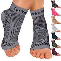 TechWare Pro Ankle Brace Compression Sleeve - Relieves Achilles Tendonitis, Joint Pain. Plantar Fasciitis Foot Sock with Arch Support Reduces Swelling & Heel Spur Pain. (Gray, XXL)