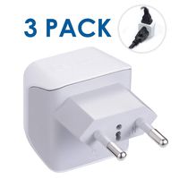 Turkey, Egypt, Iceland Travel Adapter Plug by Ceptics - Type C - Europe - 2 In 1 - Light Weight - Perfect for Cell Phones, Chargers, Cameras and More
