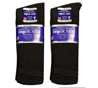 Diabetic Socks Crew Socks 3, 6,9 or 12-Pack Physicians Approved Crew Diabetic Socks Cotton by Sole Trendz (6 Pairs of Black, 9 to 11 Unisex)