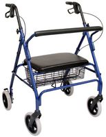 Karman Healthcare R-4700W-BL Extra Wide Steel Rollator, Blue, 8" Heavy Duty Casters