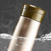 LPY-Car Heating Cup-12V 500ML Car Smart Temperature Control Cup Car Coffee Tea Milk Electric Heating Cup-with Temp Control and LED Display, Gold