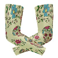 WXLIFE Floral Sugar Skull Face Sun Uv Protection Sport Arm Sleeves for Men Women Kids Running Basketball Cycling Arm Warmer Sleeves 1 Pair