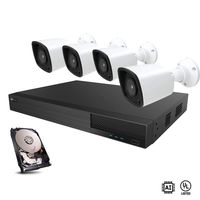 HDView Security Camera System 8 Channel NVR 8 PoE Ports, Video Analytics, Up to 5MP, Commercial Grade, H.265, Smart IR Night Vision IP Network ONVIF Cameras Kit, 1TB HDD Installed
