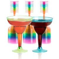 Set of 36 Plastic Margarita Glasses - 12 OZ Disposable Neon Cocktail Cups