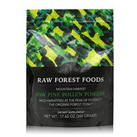 RAW Forest Foods - Raw Pine Pollen Powder (500 Grams) - Cracked Cell Wall, Single Source, Wild-Harvested - Supports Immune System Health, Boost Hormonal Balance, Packed with Androgenic Herbal Benefits
