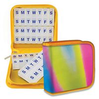 Pill Vitamins Organizer Travel Case Yellow Blue Pink Home 4/8 Weeks #POM-R001#