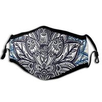 Paisley Petals Themed Lotus Flower Illustration Anti Pollution ProductBreathable Health for Gray Sky with Adjustable Earloop