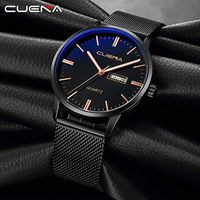 Men Watches,Fxbar Luxury Quartz Sport Military Stainless Steel Dial Leather Band Wrist Watch Business Automatic Watch (A)