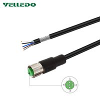 VELLEDQ Industrial Pre-Wired M12 Connector Cable 5-Pin Female A-Coding 3M/10FT PVC Shielded Wire Line