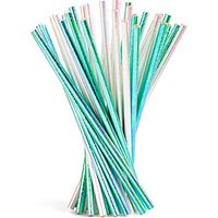 Biodegradable Straws [100 Pack] Mermaid - Compostable Paper Straws Bulk, Colorful Paper Drinking Straws for Party Supplies, Birthday, Bachlorette, Wedding, Baby Shower Decorations