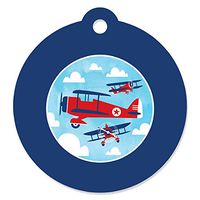Taking Flight - Airplane - Vintage Plane Baby Shower or Birthday Party Favor Gift Tags (Set of 20)