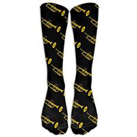 ZQSok Golden Trumpet Below Knee Socks Unisex Athletic Tube Stockings For Running,Hiking