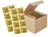 4 x 4 x 3" Kraft Brown Wedding Gift Candy & Party Favor Boxes w. Sticker Seals -24pack
