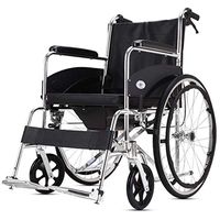 Seat Cushion Aluminum Alloy Potty Elderly Walker, Handbrake and Quick Release Rear Wheel Wheelchair Folding Lightweight Walking Trolley Free Inflatable Wheelchair