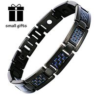 TITAKING Men's Titanium Bracelet Magnetic Adjustable Carbon Fiber Black Blue