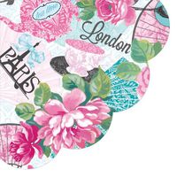 Round Paper Napkins 24 pcs Good Morning Pink Roses Paris London Decoupage