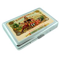 Vintage Cigar Box Poster S7 Silver Cigarette Case Metal Wallet Id Holder King & 100's 4" X 2.75" RFID Protection