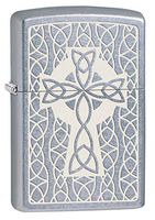 Zippo Lighter: Celtic Cross Engraved - Street Chrome 80634