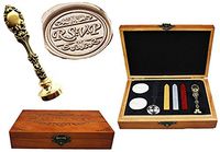 MNYR Vintage RSVP Barque Decorative Luxury Wood Box Bronze Metal Peacock Wedding Invitations Gift Cards Paper Stationary Envelope Custom Wax Seal Sealing Stamp Sticks Melting Spoon Wood Gift Box