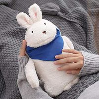etateta Hot Water Bottle with Cover, Cute Plush Doll Rabbit Hot Water Bag, Anti-Scalding Injection Water Warm Bag, Baby Kids Hand Foot Warmer, Great for Pain Relief Successful