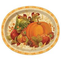 Pumpkin Harvest Fall Oval Paper Plates, 8ct