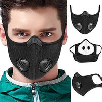 Reusable Face Cover with Replaceable Active Carbon Filters, Unisex Elastic Earloop Mouth Cover Soft Breathable Health Protective Cover (Black-B)