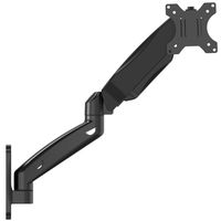 WALI Single LCD Monitor Fully Adjustable Gas Spring Wall Mount Fits 1 Screen VESA up to 27 inch, 14.3 lbs. Weight Capacity, Arm Max Extension 17" (GSWM001), Black
