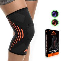 NEWZILL Compression Knee Brace for Knee Pain - Braces and Supports Knee for Pain Relief, Meniscus Tear, Arthritis, Injury, Running, Joint Pain, Support - Best Knee Sleeve (Black/Orange, Large)