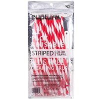 Cupture Reusable & Unbreakable Red & White Color Striped Straws - 12 Count + Free Brush