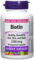 Webber Naturals Biotin 2500 mcg, 90 Vegetarian Capsules