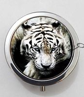 BlackKey Animal White Tiger 3-Compartment Decorative Pocket Gift Box Case Organizer for Pill, Color 1 -1870