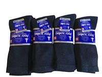 J&J 3, 6, or 12 Pairs Diabetic CREW circulatory Socks Health Men’s Cotton ALL SIZE (Black 12Pack, 10-13)