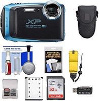 Fujifilm FinePix XP130 Shock & Waterproof Wi-Fi Digital Camera (Sky Blue) with 32GB Card + Battery + Cases + Float Strap + Ultimate Deals Cloth+ Accessory Kit