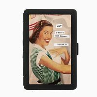 Perfection In Style Black Color Metal Cigarette Case Vintage Housewife Design 002