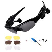 Wireless Bluetooth Headphones Stereo 4.1 Music Anti-ray Bluetooth Sunglasses for Men Support Both Headset and Hands-Free for All Kinds of Cell Phone (Black-Gray)