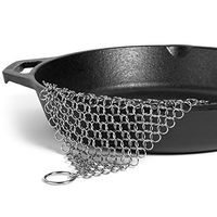 8"x8" Stainless Steel 316L Cast Iron Cleaner Chainmail Scrubber for Cast Iron Pan Pre-Seasoned Pan Dutch Ovens Waffle Iron Pans Scraper Cast Iron Grill Scraper Skillet Scraper